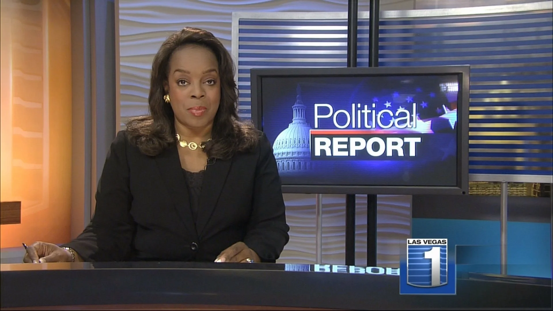 News Anchor Carol Wilkinson, Political Report Graphic © 2009 KLAS-TV Las Vegas One News